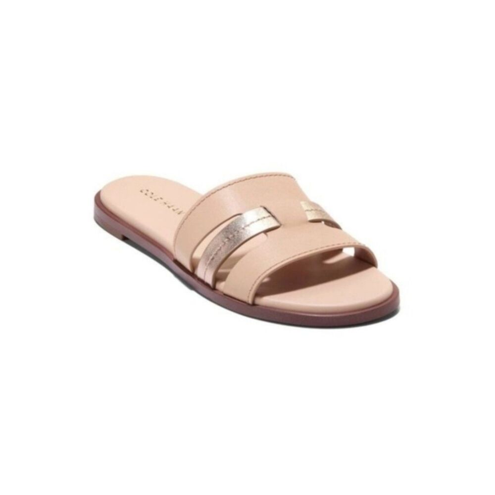 Cole Haan Flynn Slotted Slide Sandals Cream Rose Gold Women’s 9 NWOT